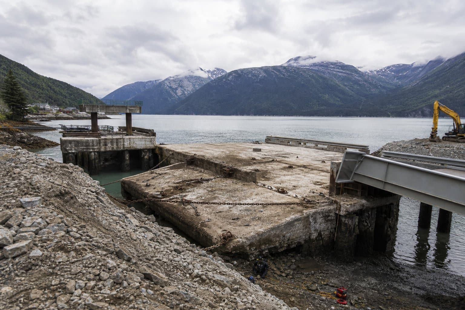 Cover image for article: Skagway ferry terminal repairs move to emergency contract with no reopening date