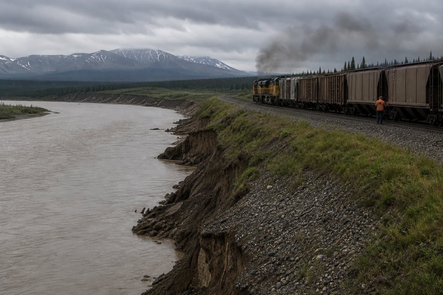 Cover image for article: Nenana River erosion threatens Alaska Railroad mainline; DNR proposes 6-acre land sale near Healy