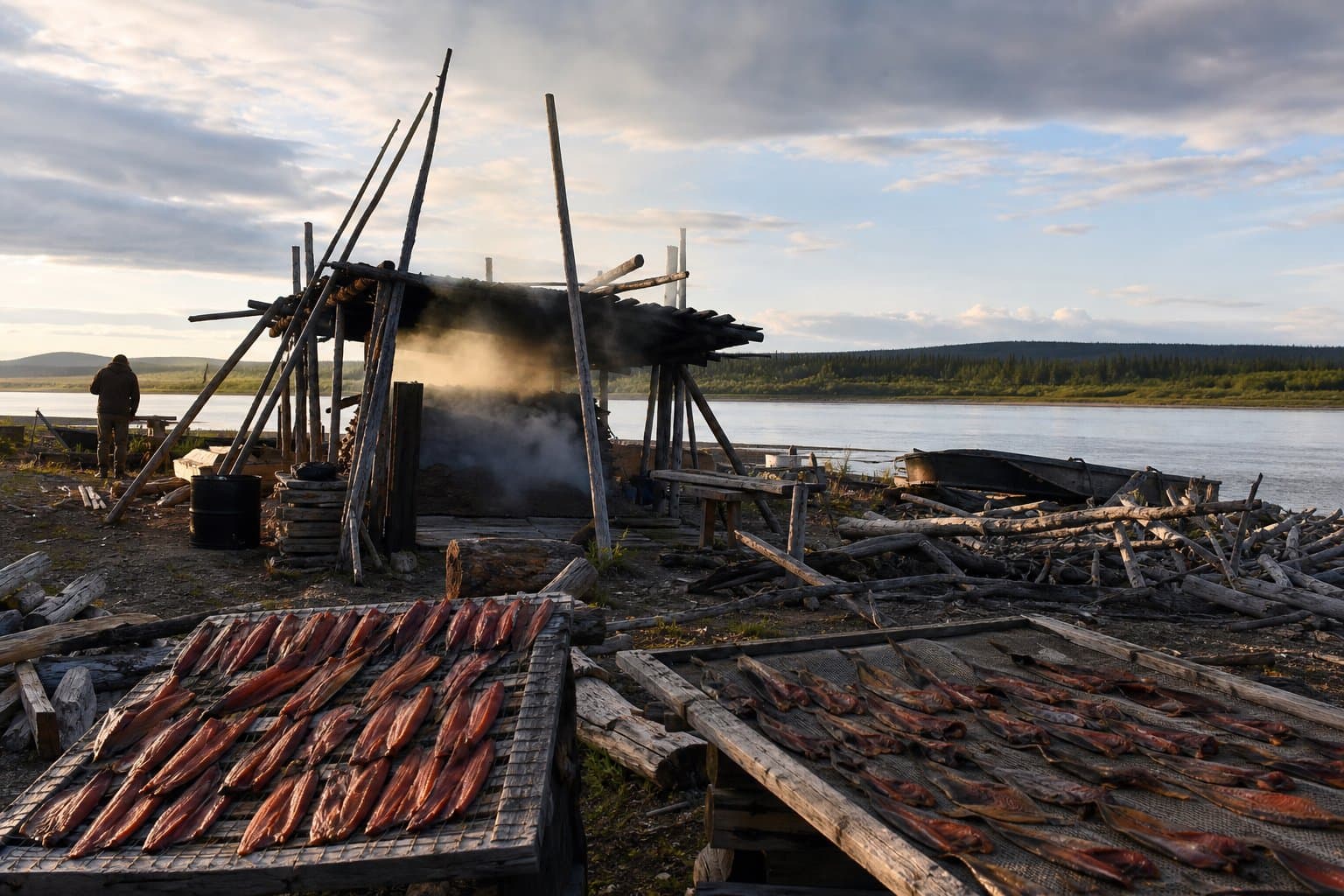 Cover image for article: Rampart artist's smokehouse sculptures go on display at Fairbanks health center