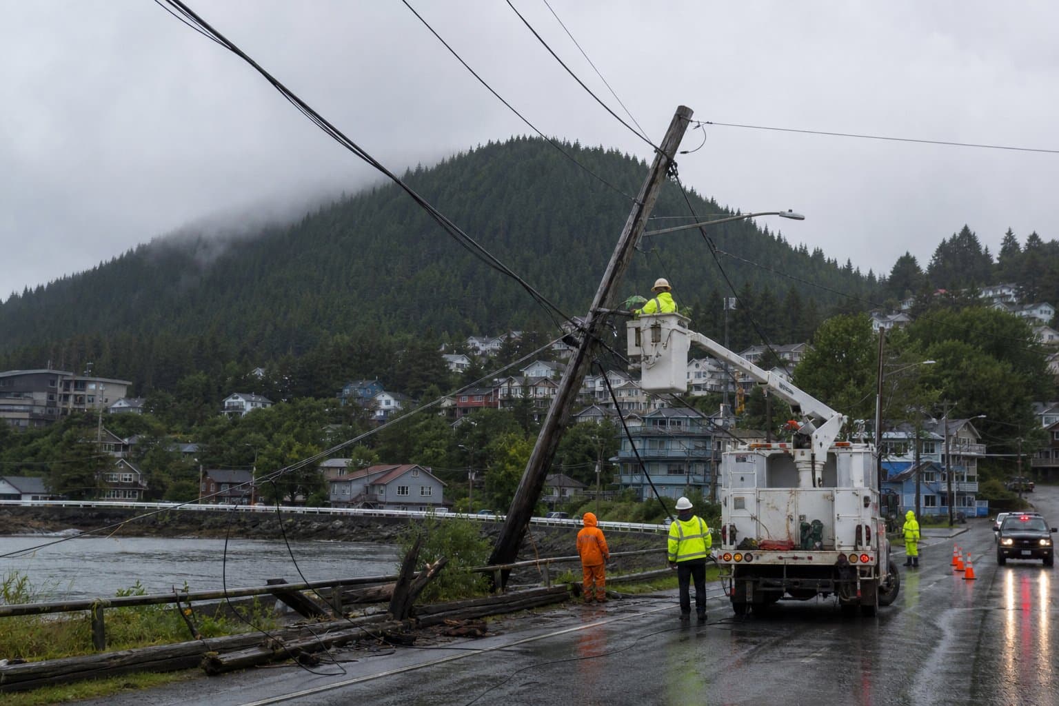 Cover image for article: Vehicle hits Sitka utility line, disrupting 911 calls for some providers