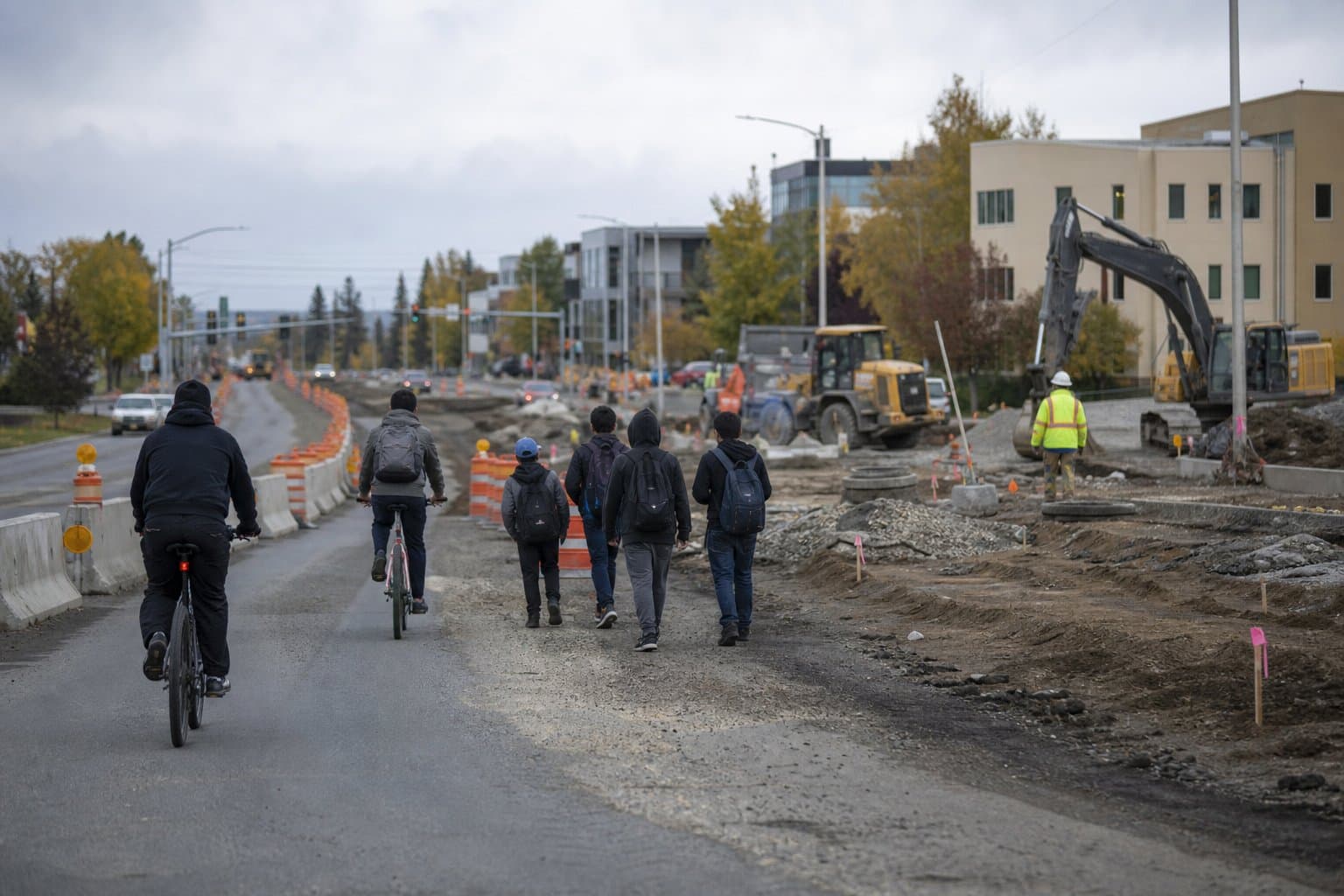 Cover image for article: A Fairbanks entrance is closed while crews build a year-round bike path