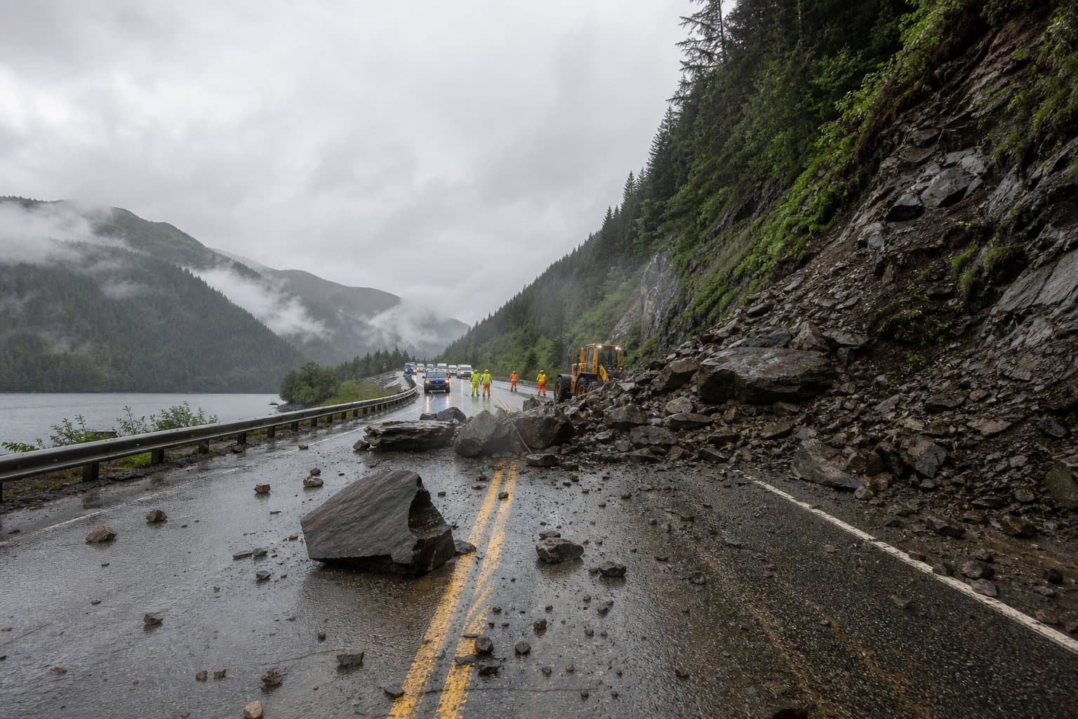 Cover image for article: Rockslide blocks both lanes of North Tongass Hwy near Ward Cove