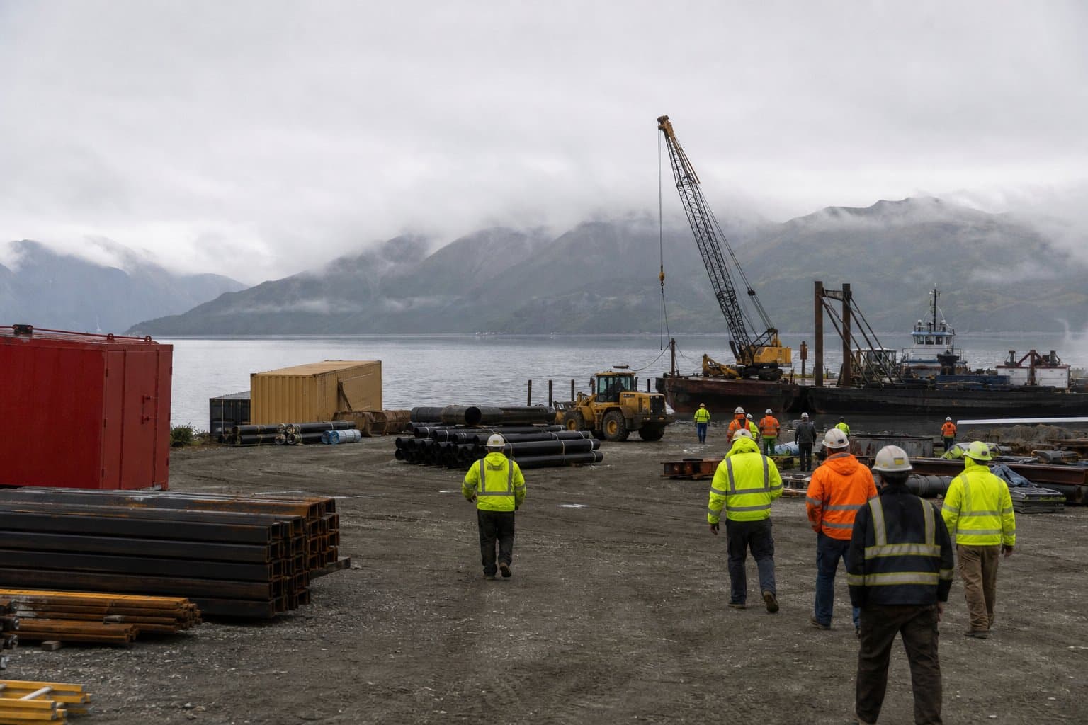 Cover image for article: King Cove road materials arrive as local workers train for project