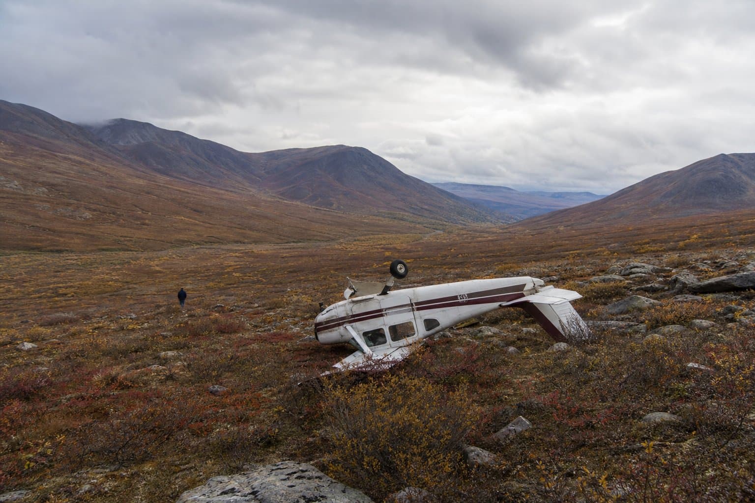 Cover image for article: Pilot uninjured after plane flips during off-airport landing in Caribou Hills