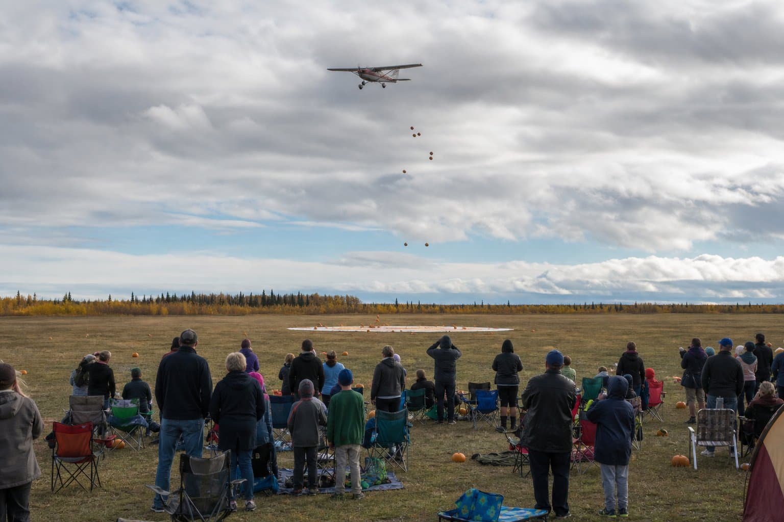 Cover image for article: Pilots will drop pumpkins on a target near North Pole on Saturday