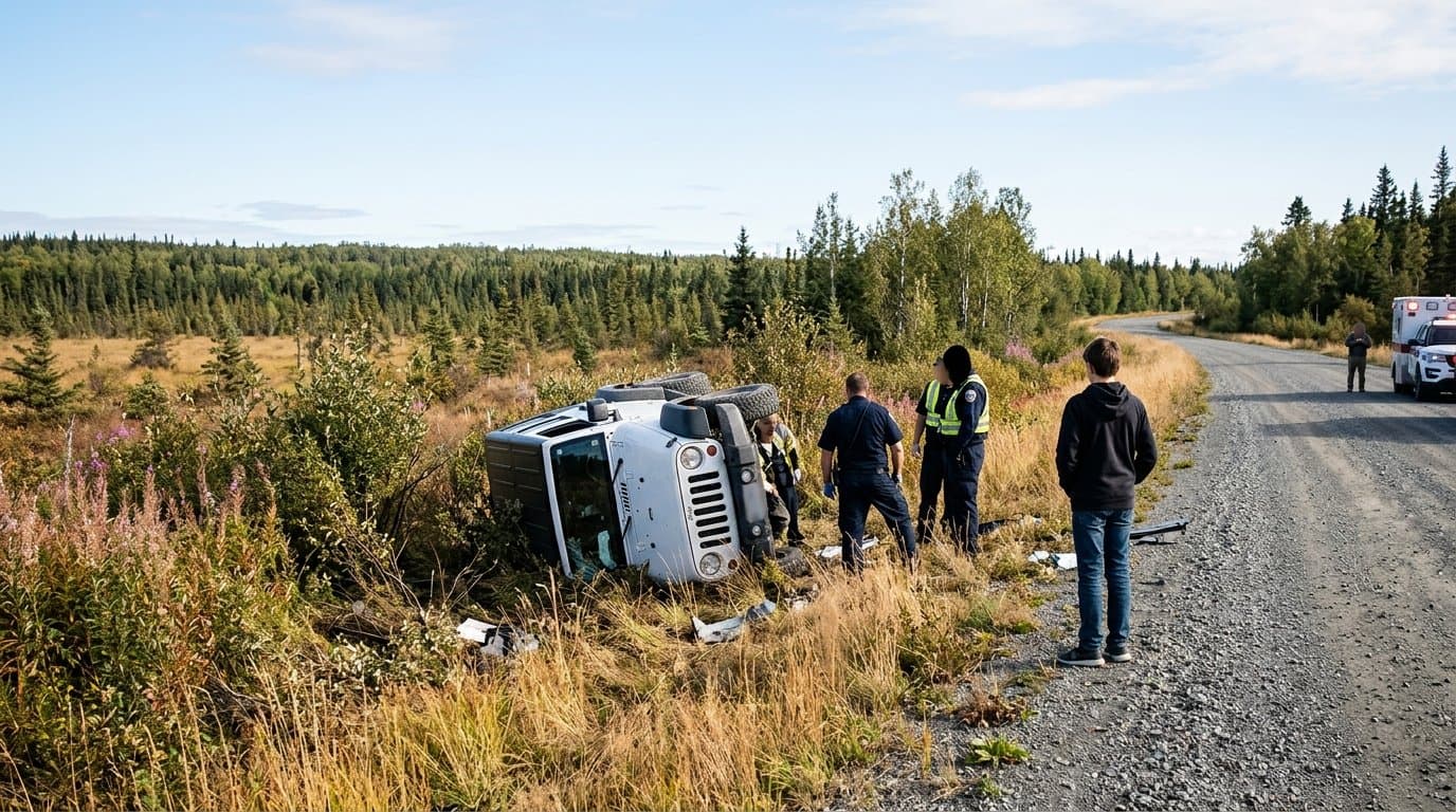 Cover image for article: A Jeep rolled in Nikiski with a 14-year-old inside and the driver was arrested