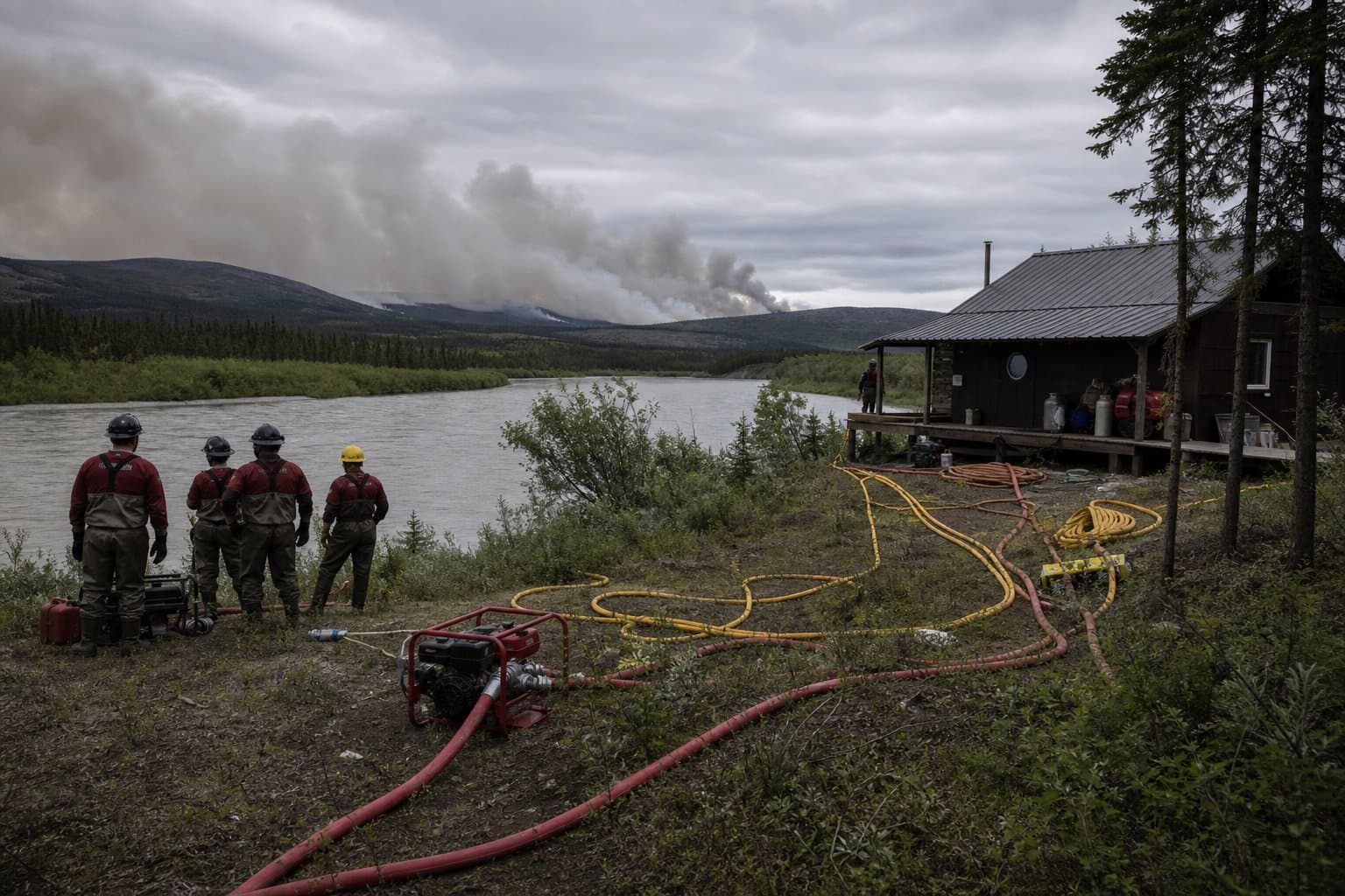 Cover image for article: Polly Fire crews shift to structure protection along Fortymile River
