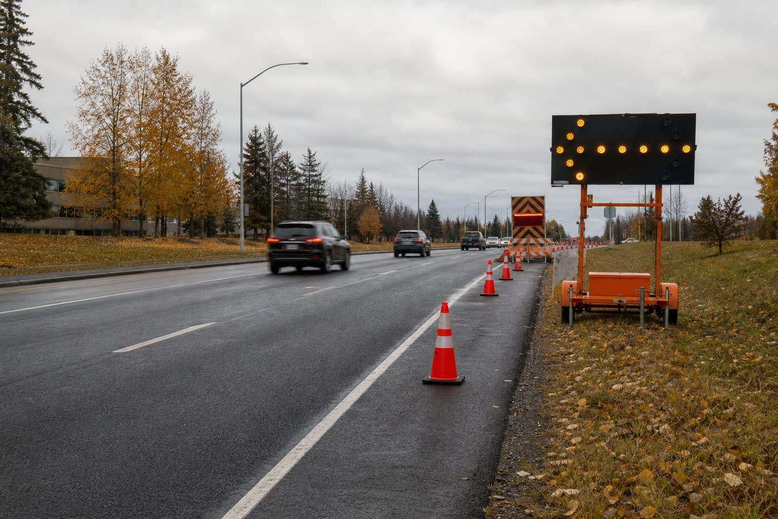 Cover image for article: Bridge inspections close a lane on West Dimond Boulevard in Anchorage