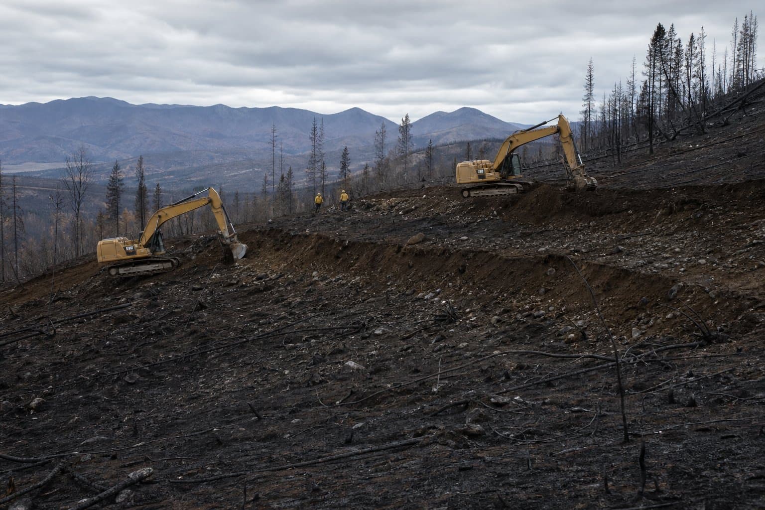 Cover image for article: Crews repair Mukluk Fire dozer lines to limit thaw-related erosion; road restoration is finished
