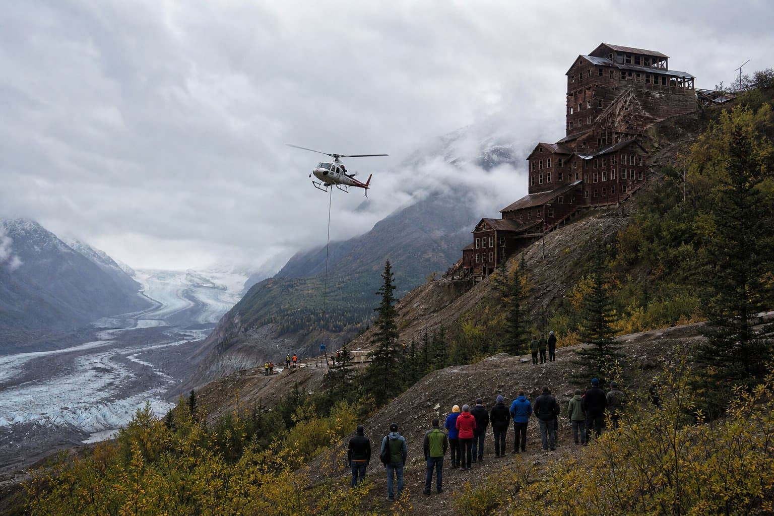 Cover image for article: Helicopter flights to Erie Mine Bunkhouse bring noise to Kennicott Valley in mid-September