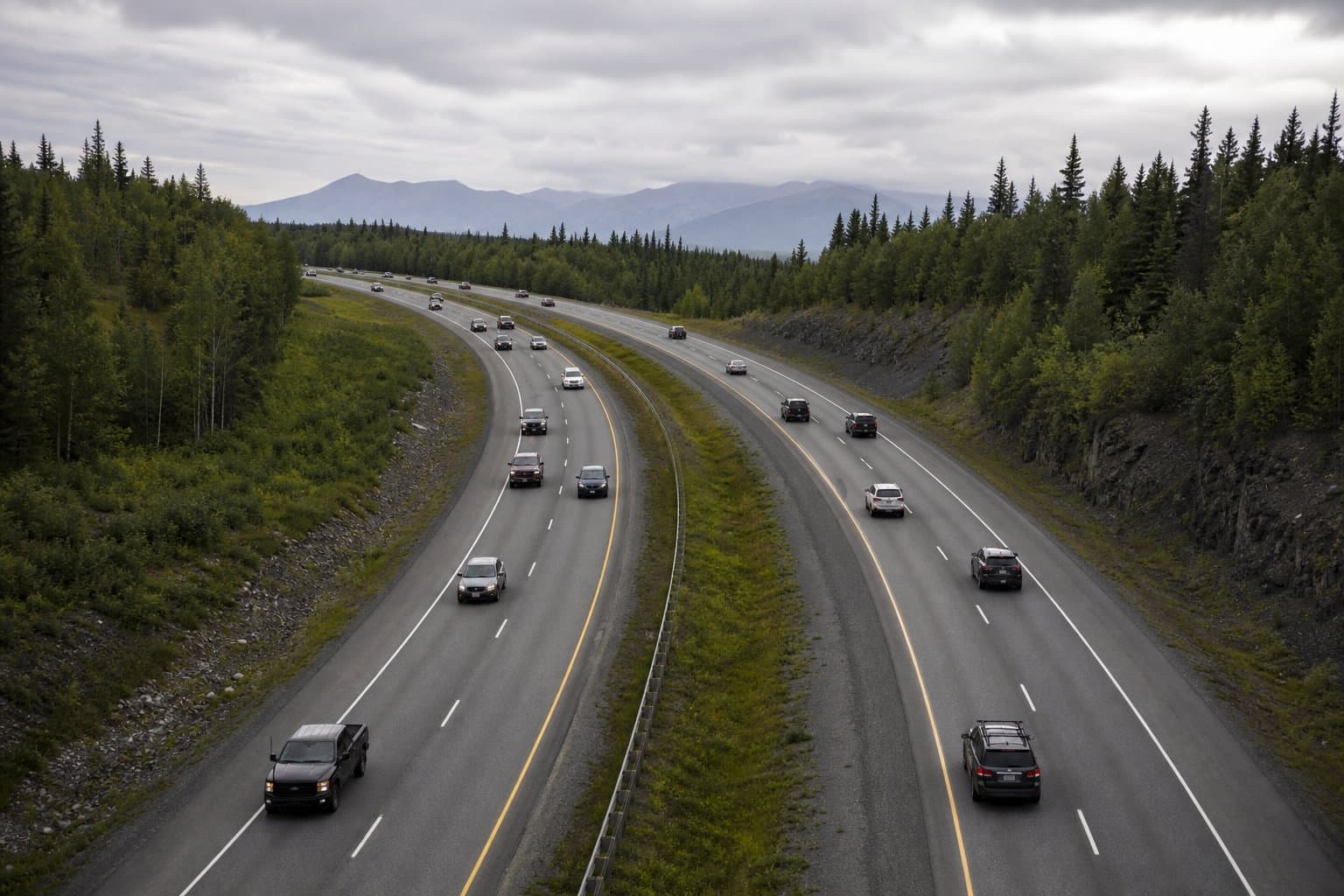 Cover image for article: Ford F150 crosses Glenn Highway median, kills two drivers and critically injures child
