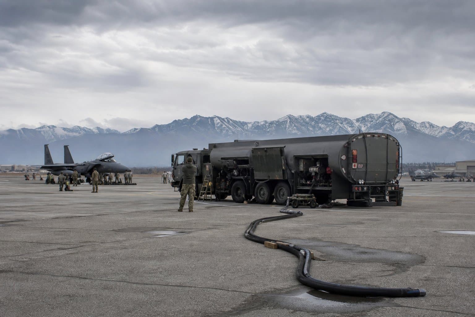 Cover image for article: Engine failure sidelines a JBER flightline refueler; replacement quotes close Sept. 24