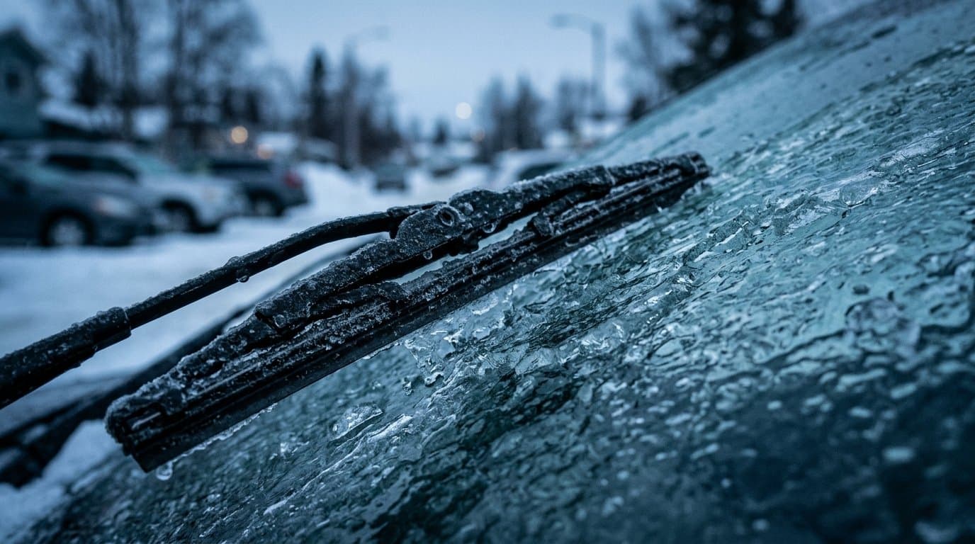 Cover image for article: Freezing rain leaves slick spots on Fairbanks-area roads as police urge avoiding unnecessary travel