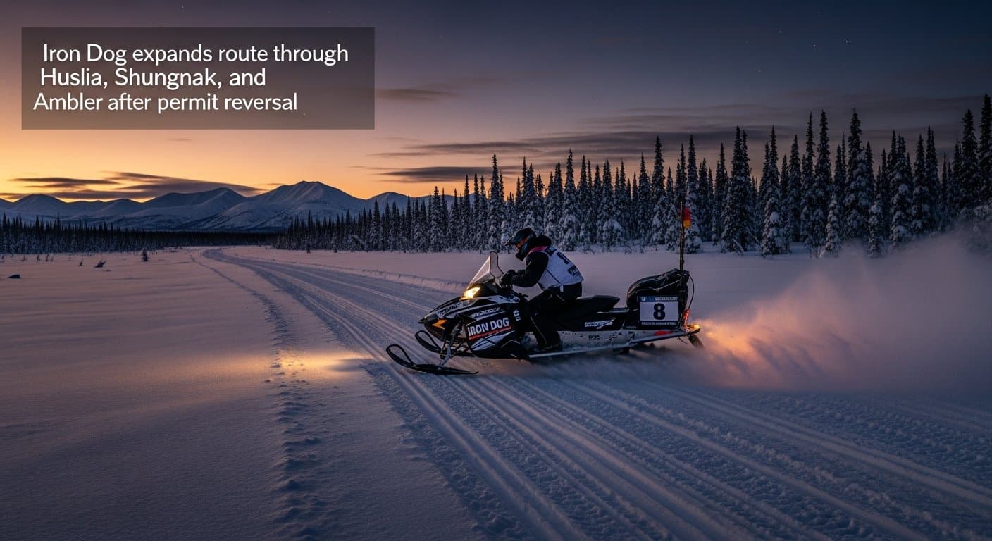 Cover image for article: Iron Dog race expands route to Huslia, Shungnak, Ambler
