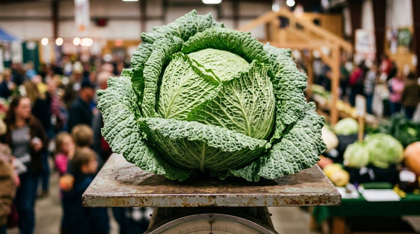 Cover image for article: Scott Robb wins the Alaska State Fair's 30th giant cabbage weigh-off