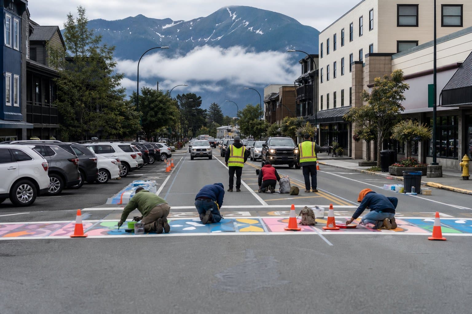 Cover image for article: Sitka crosswalk art project brings morning delays to Lincoln Street starting Thursday