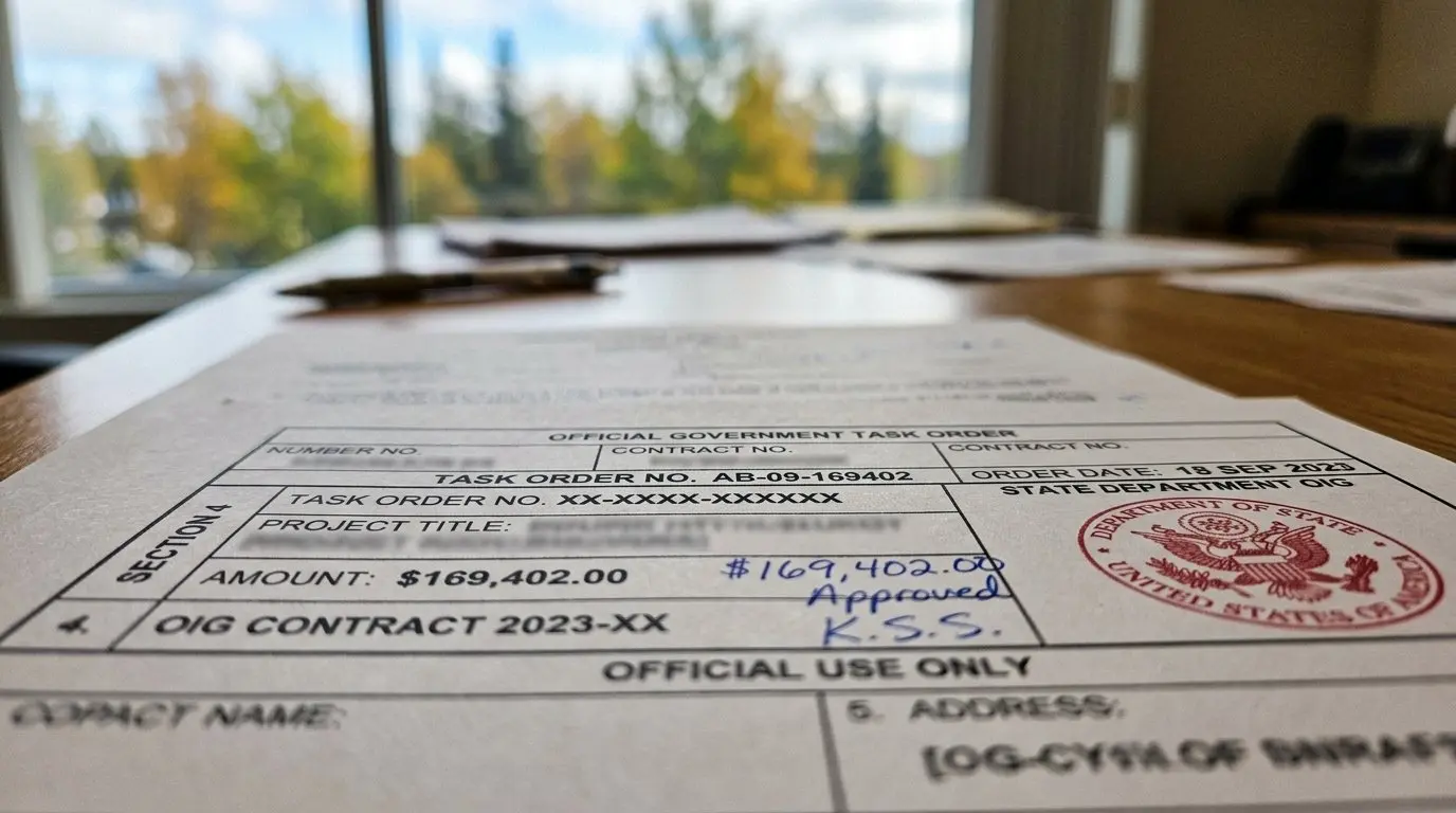 Cover image for article: Koniag subsidiary takes $169,402 State Department order; two firms bid