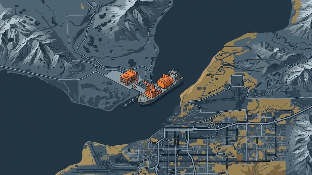 Cover image for article: A barge of secondhand equipment is bringing a military antimony refinery to Port MacKenzie