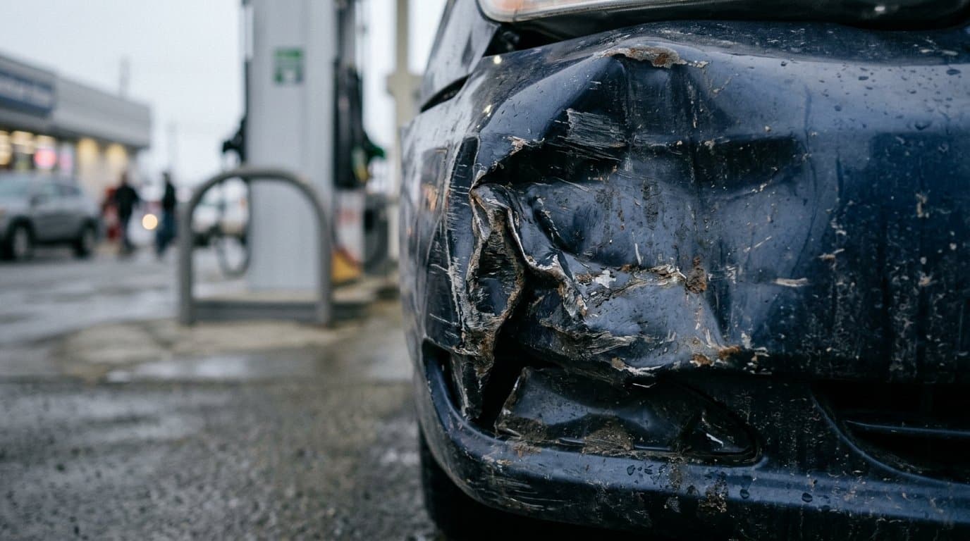 Cover image for article: White Tacoma backs into parked vehicle at Fairbanks Circle K and leaves, troopers say