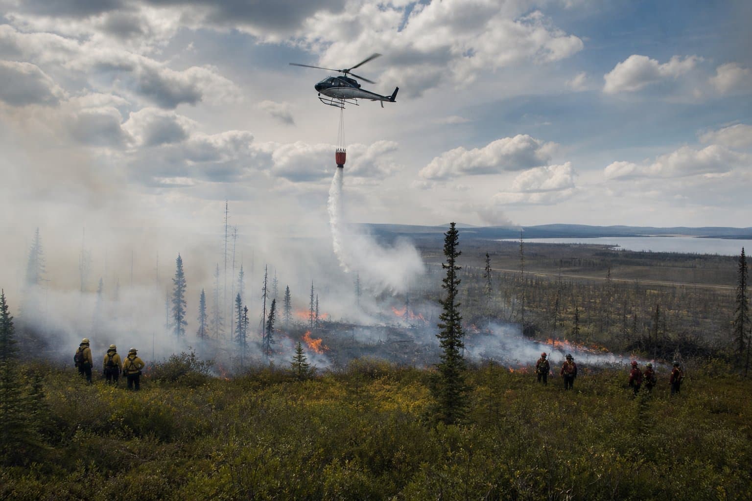 Cover image for article: Alaska and Canadian crews fight 20- to 30-acre fire near Alcan border