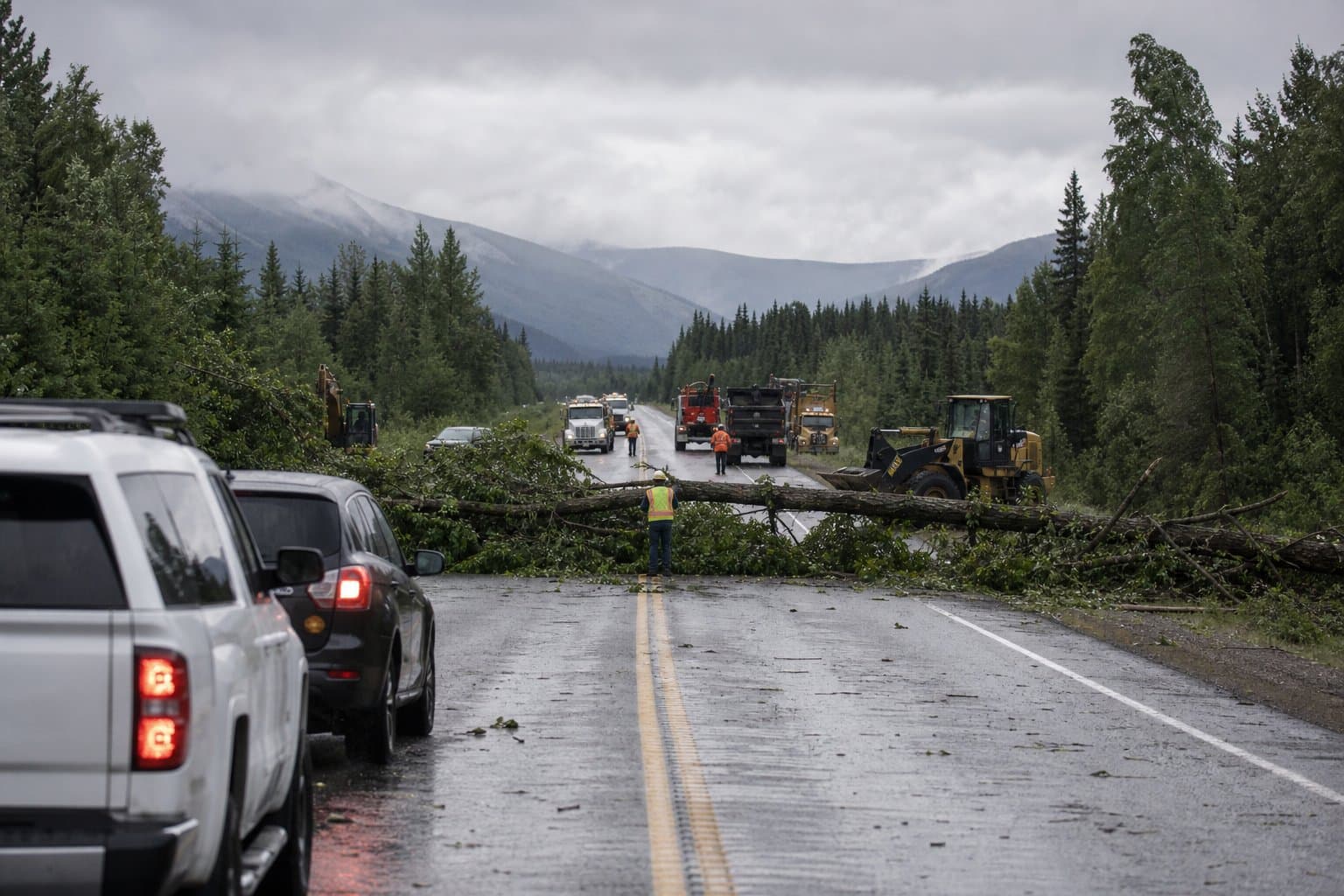 Cover image for article: Tree closes all lanes of North Glenn Highway near mile 71
