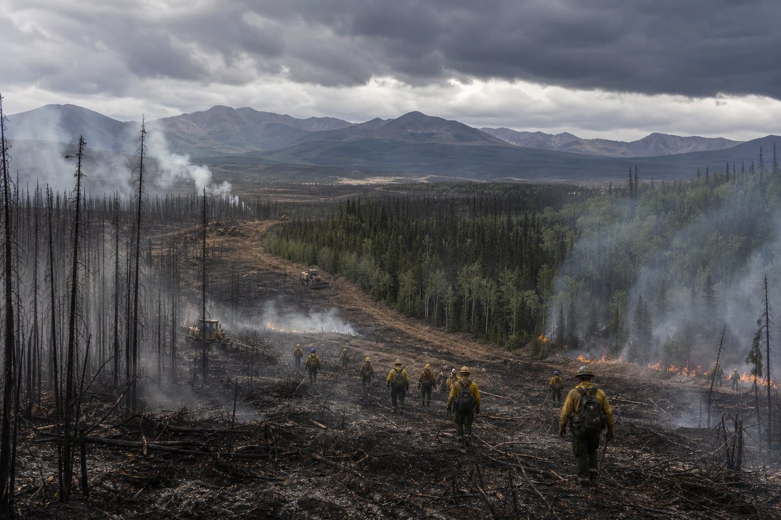 Cover image for article: Starry Fire hits 50% containment as military crews join Alaska firefighters