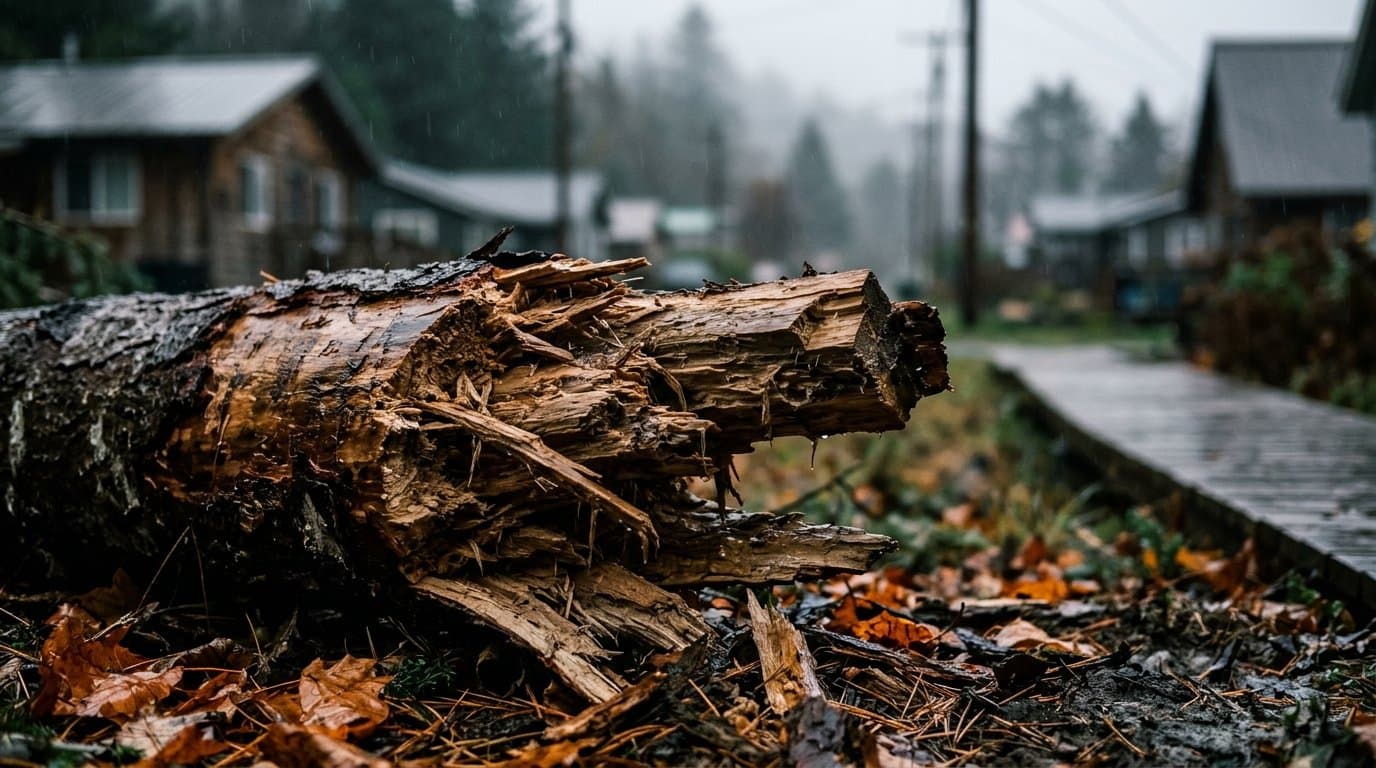 Cover image for article: Falling trees damaged three homes in Pelican during Tuesday's windstorm, VPSO says