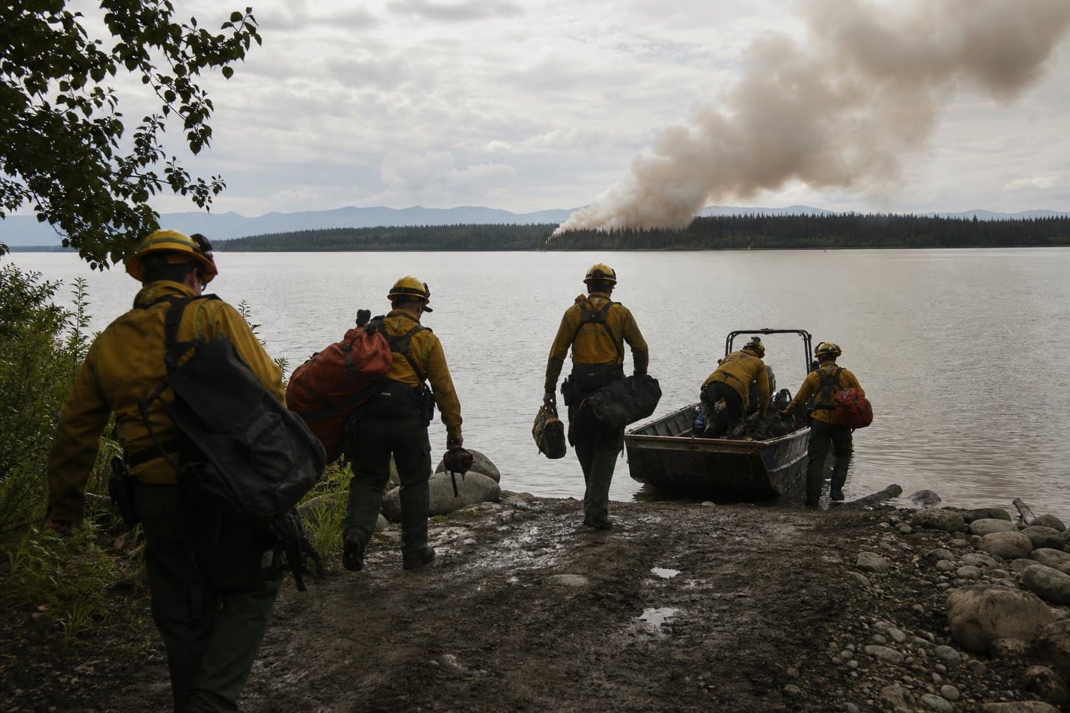 Cover image for article: A lake-island fire hands Mat-Su crews a boat-only problem