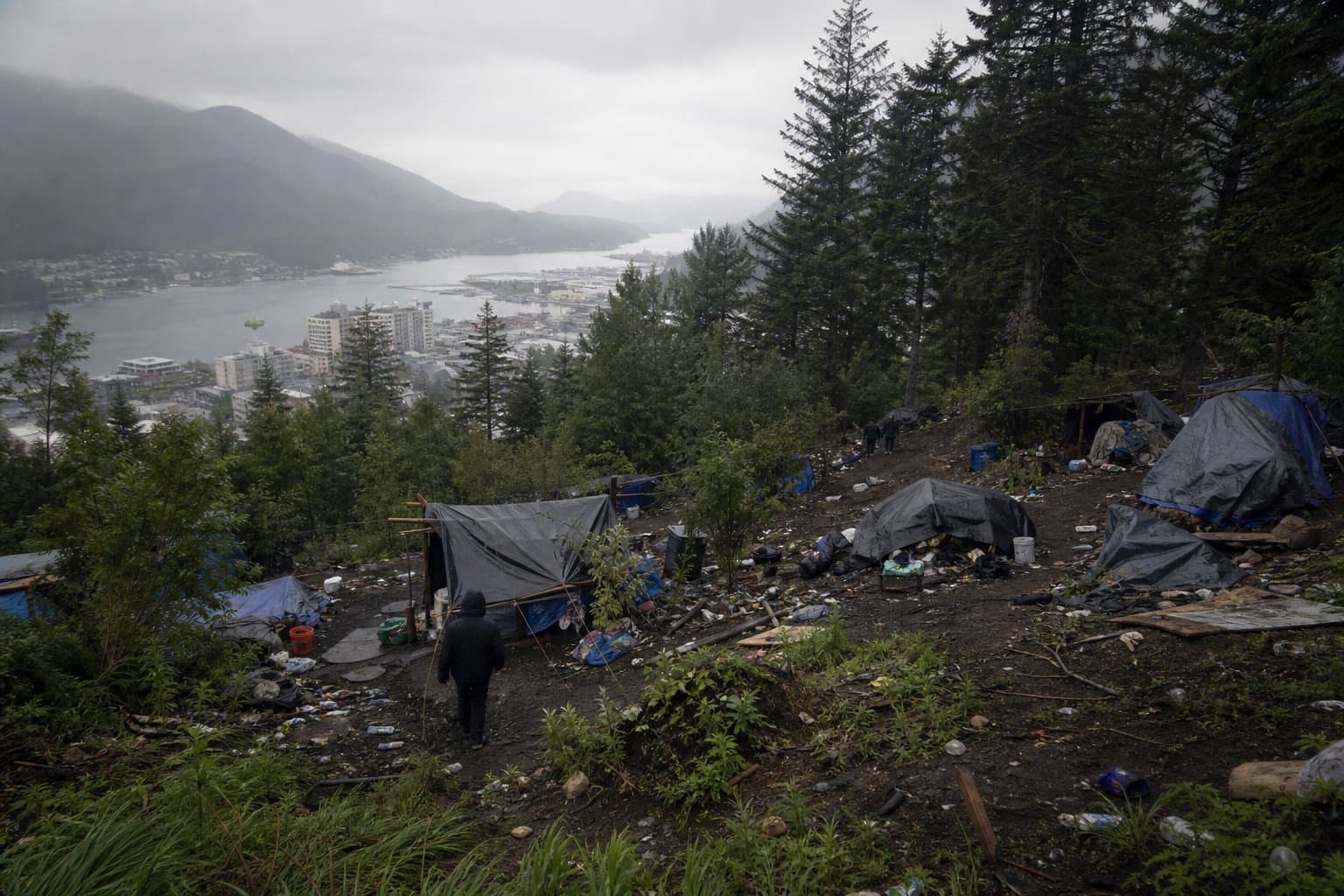 Cover image for article: Juneau property owners ask city to clear Capital Avenue camp