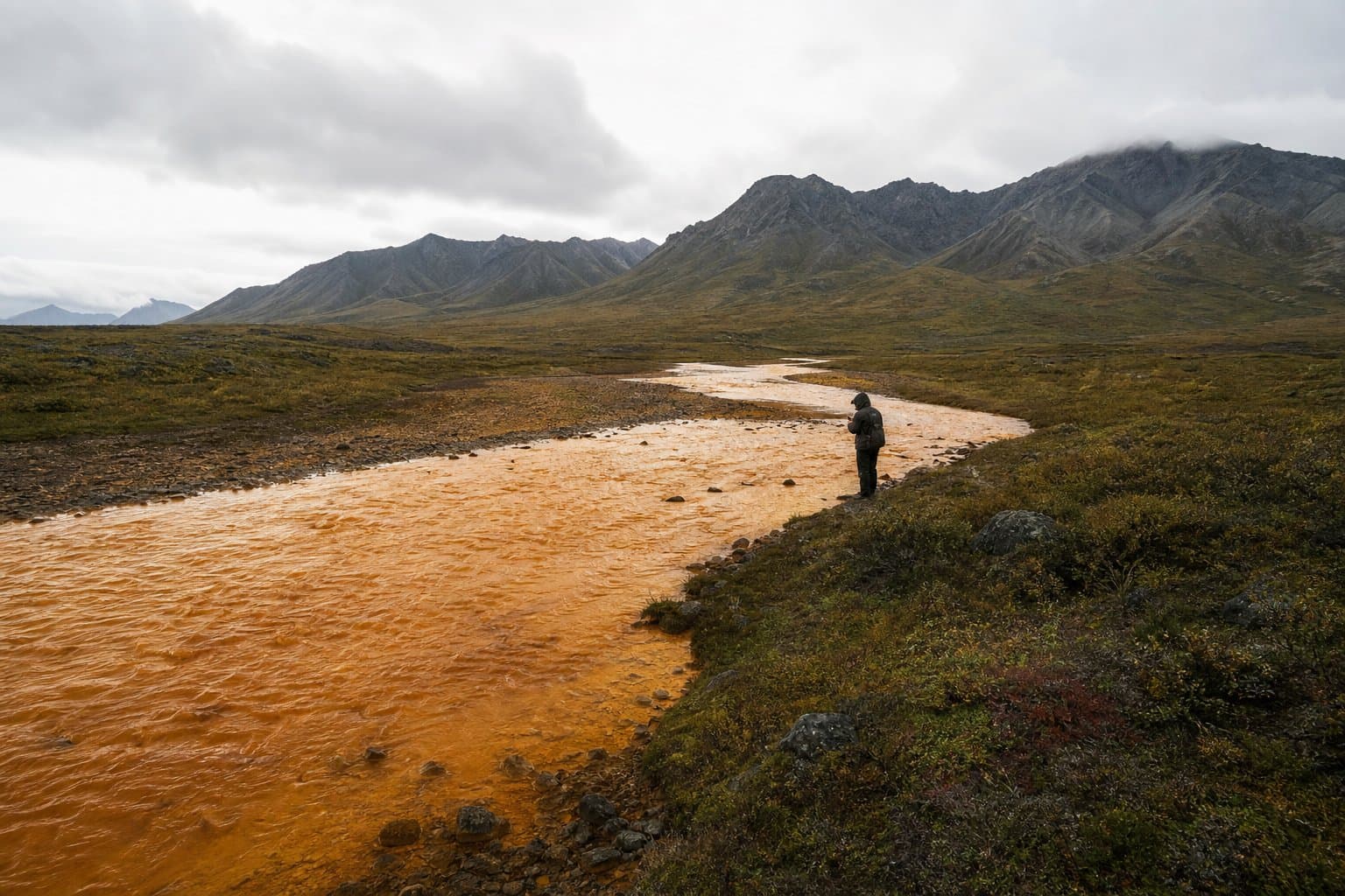 Cover image for article: More than 200 Alaska watersheds have turned orange