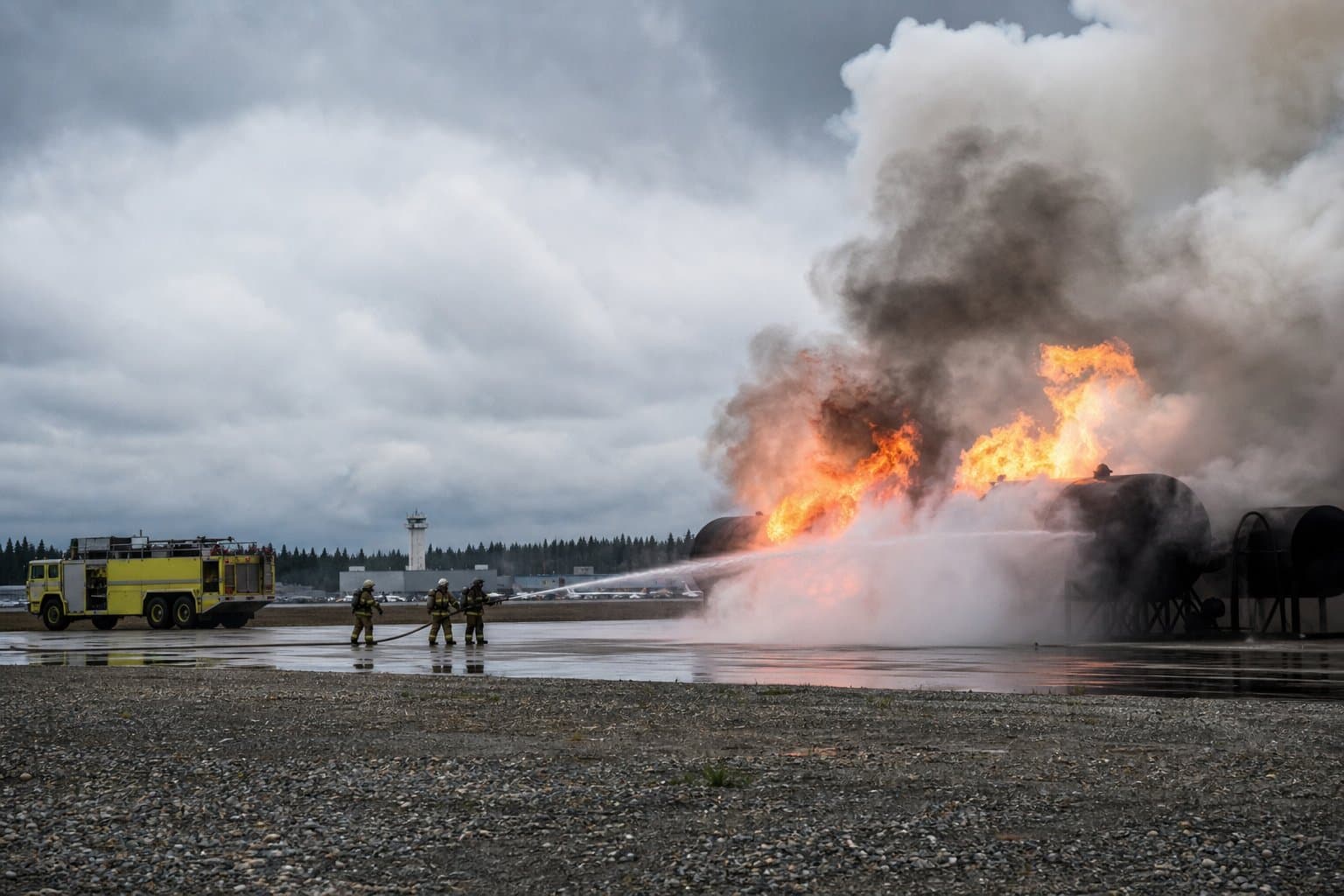 Cover image for article: Fairbanks airport crews run live-fire training through Friday