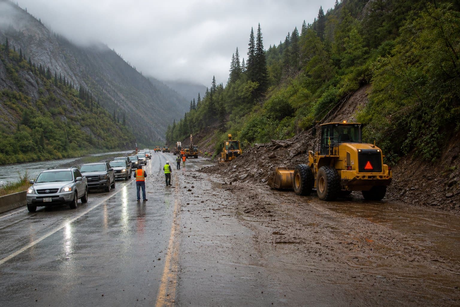 Cover image for article: Mudslide triggers one-lane closures on Parks Hwy near MP 212