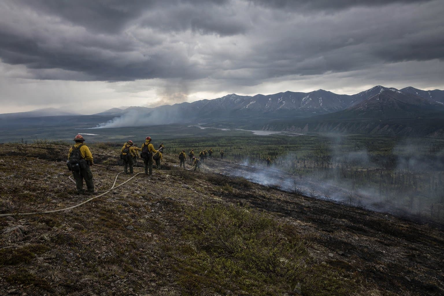 Cover image for article: Cecil Fire fully contained near Ruby; Big Fire at 70% with storms approaching