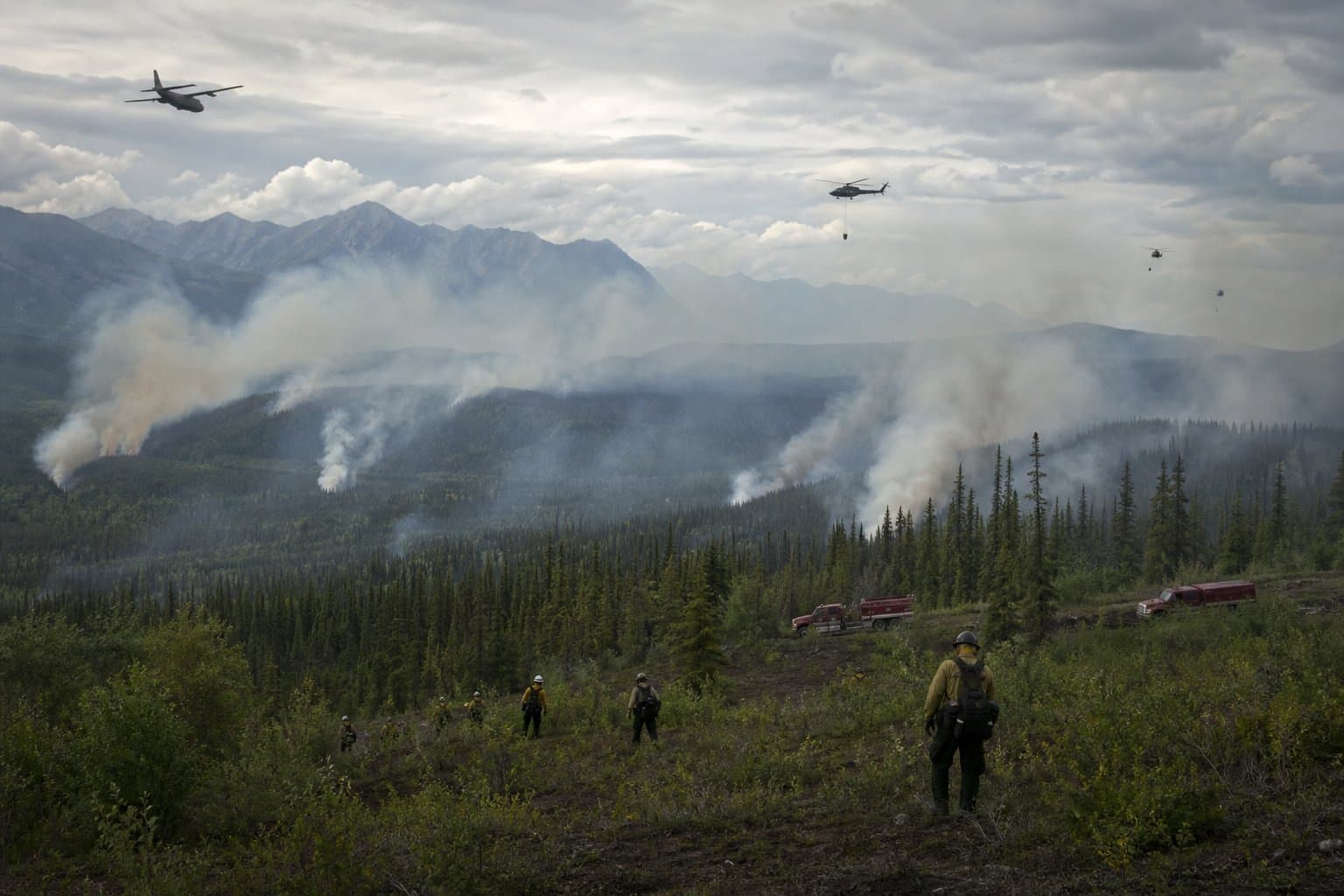 Cover image for article: Lightning sparks 5 Susitna Valley fires; largest draws smokejumpers