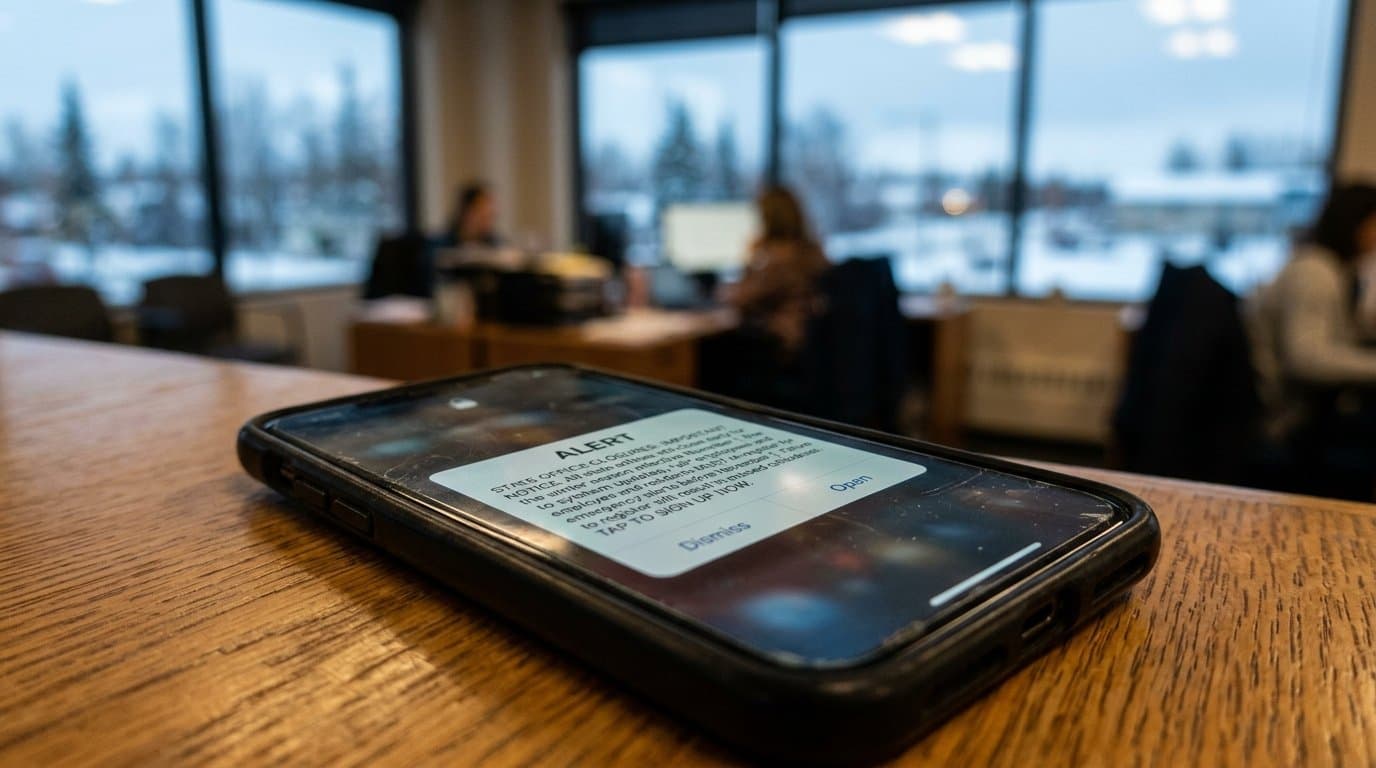Cover image for article: State office closure alerts switch systems Nov. 1, and subscribers must sign up again