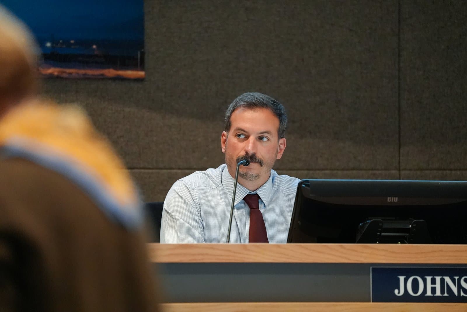 South Anchorage Assembly member Zac Johnson at the Anchorage Assembly meeting