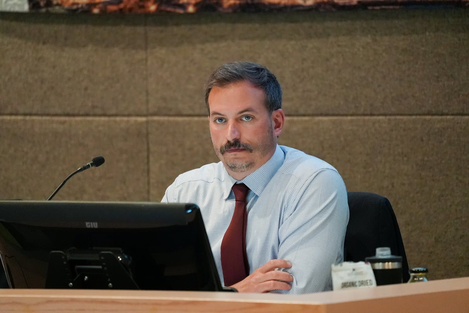 South Anchorage Assembly member Zac Johnson at the Anchorage Assembly meeting