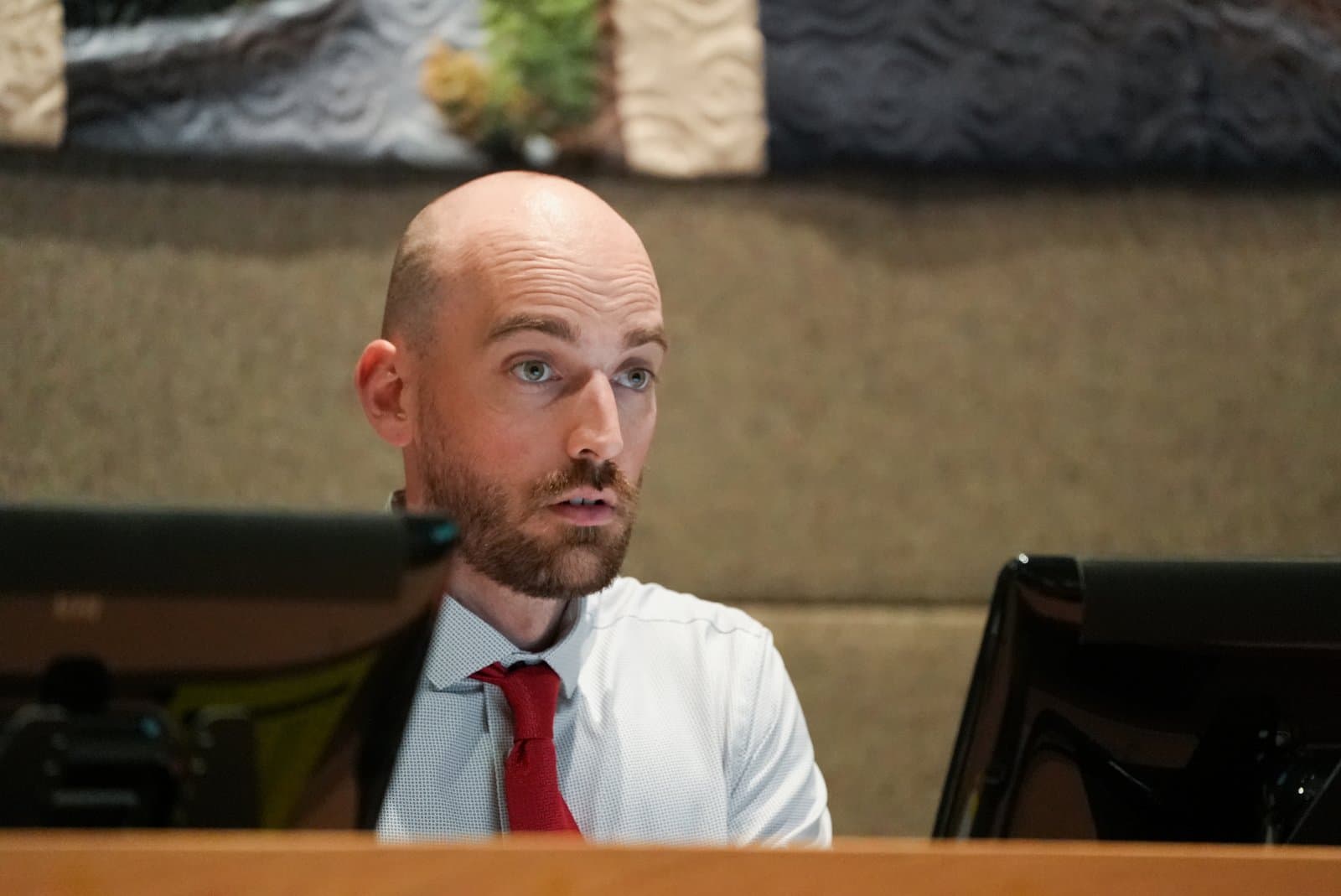 Eagle River Assembly member Jared Goecker at the Anchorage Assembly meeting