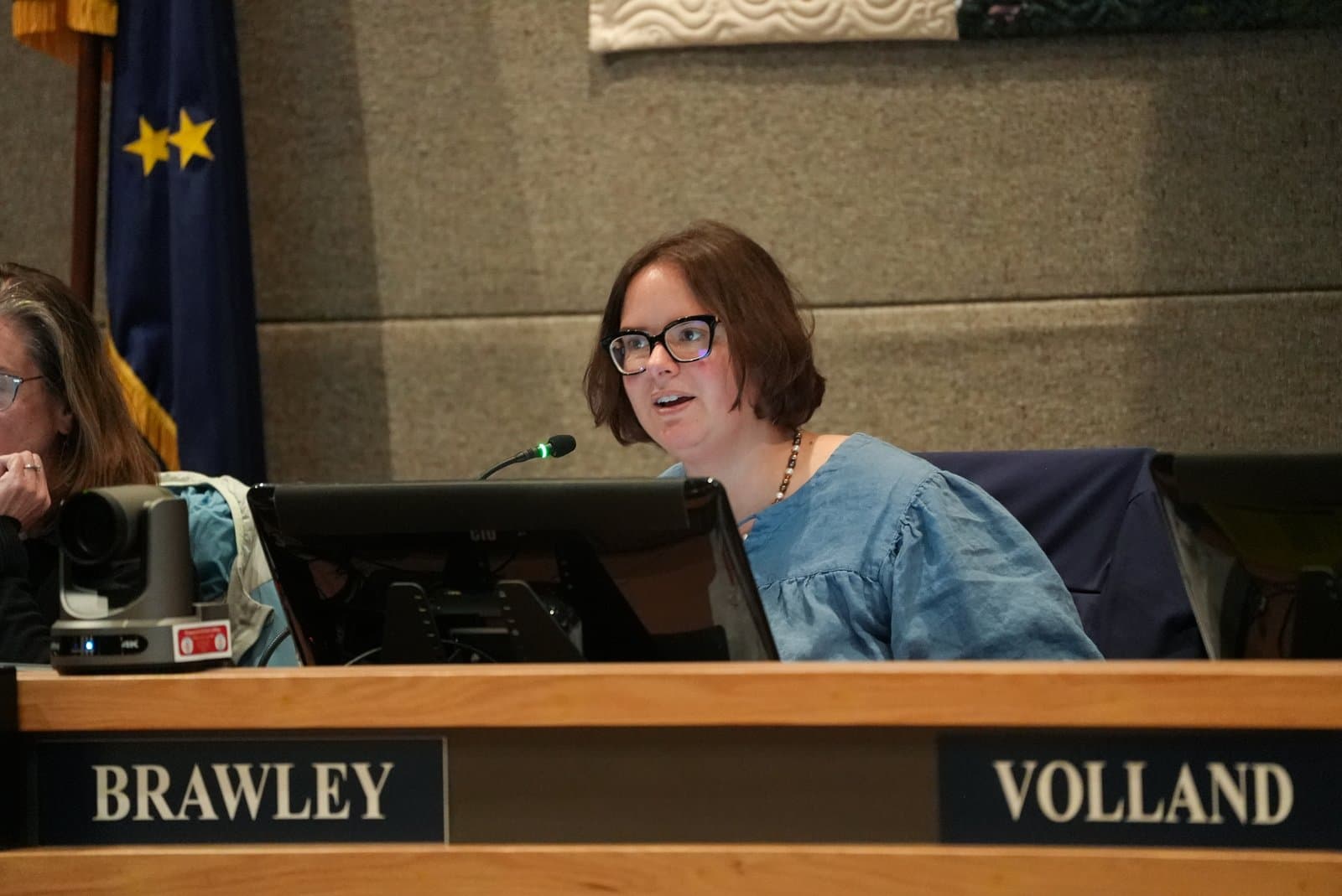 Anchorage Assembly Chair Anna Brawley representing West Anchorage at the Anchorage Assembly meeting
