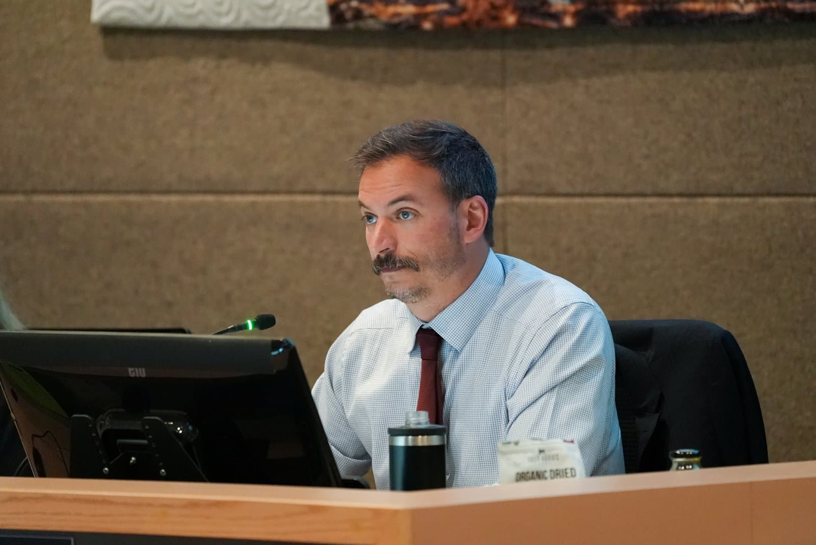 South Anchorage Assembly member Zac Johnson at the Anchorage Assembly meeting