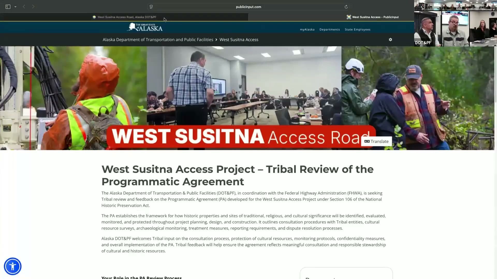 Cover image for article: Tribes push for more time, signatory status on West Susitna road plan